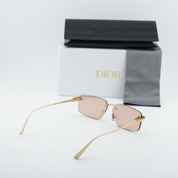 Dior CDIOR S4U B0L0 Rectangle Sunglasses - Gold/Pink